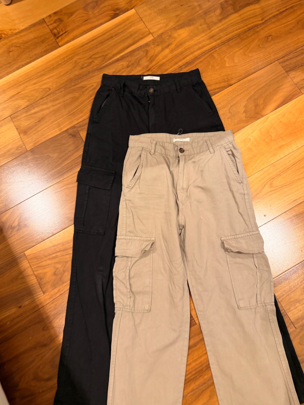 Khaki & Black Womens Cargo Pants